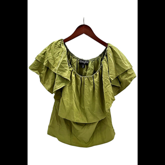 Brittany Humble Off-the-Shoulder Ruffled Flounce Top Green - Regular - Picture 1 of 2